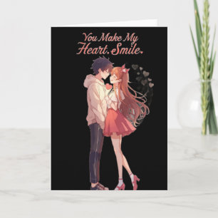 You Make My Heart Smile Anime Couple T-Shirt Card