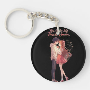 You Make My Heart Smile Anime Couple T-Shirt Key Ring