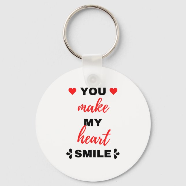 You Make My Heart Smile Black Key Ring (Front)