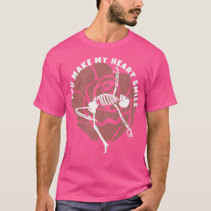 You Make My Heart Smile Dancing Skeleton Rose Back T-Shirt