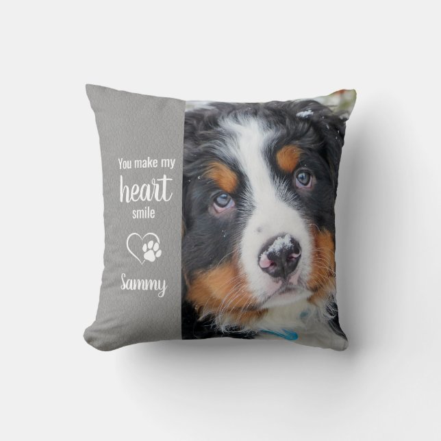 You Make My Heart Smile Personalised Pet Dog Photo Cushion (Front)