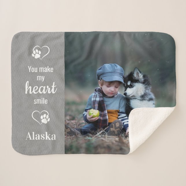 You Make My Heart Smile - Pet Photo Dog Lover Sherpa Blanket (Front (Horizontal))