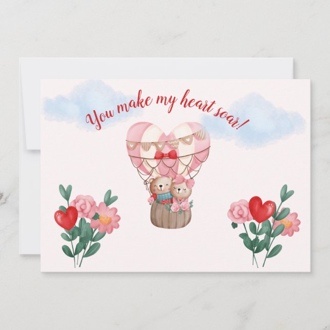 You Make My Heart Soar-Gnomes in Hot Air Balloon  Thank You Card (Front)