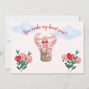 You Make My Heart Soar-Gnomes in Hot Air Balloon  Thank You Card