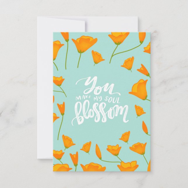 You Make My Soul Blossom Poppy Thank You Card (Front)