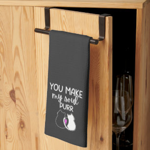 'You Make My Soul Purr' Cat Lover Gift Tea Towel