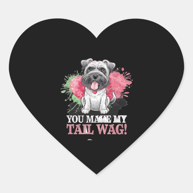 YOU MAKE MY TAIL WAG Dog Heart Sticker (Front)