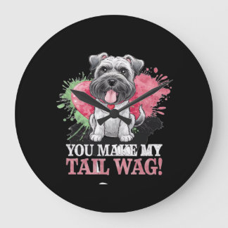 YOU MAKE MY TAIL WAG Dog Large Clock