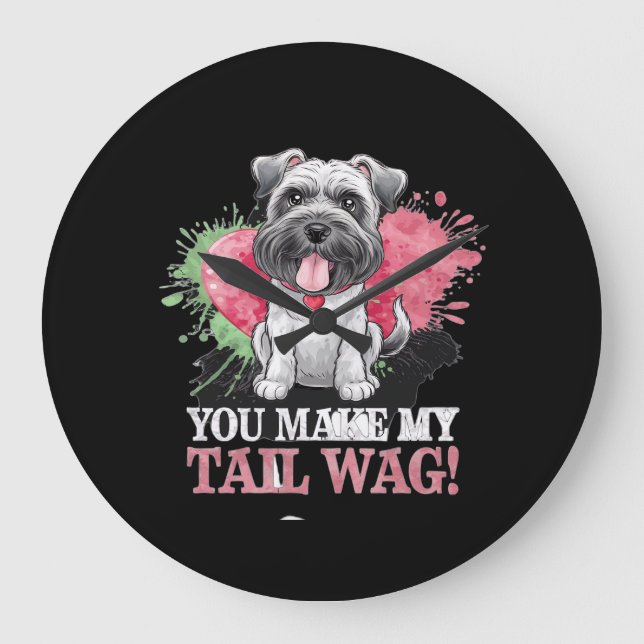 YOU MAKE MY TAIL WAG Dog Large Clock (Front)