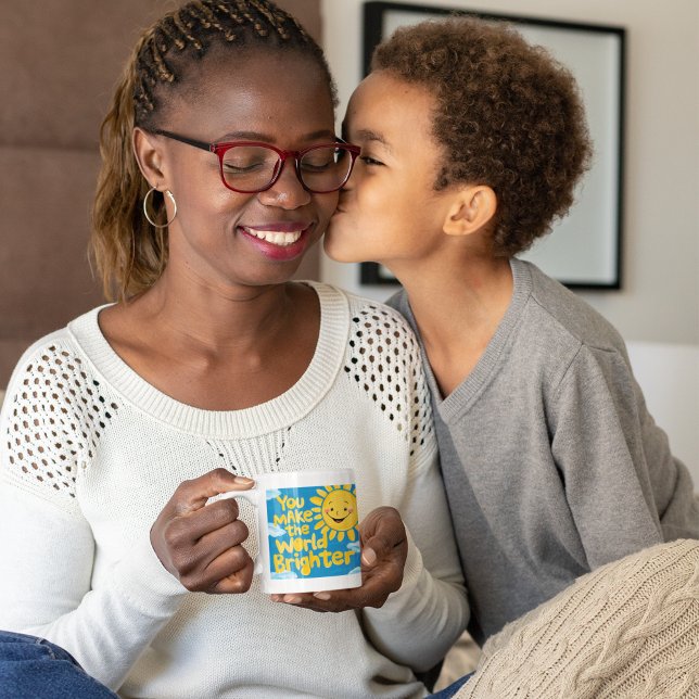 You Make The World Brighter Mug (Thank someone special with this cute, "You make the world brighter" sun mug! )
