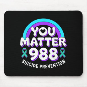 You Matter 988 Prevention Awareness Rainbow Ribbon Mouse Mat