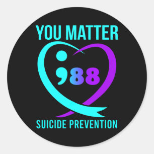 You Matter 988 Suicide Prevention Awareneess Classic Round Sticker