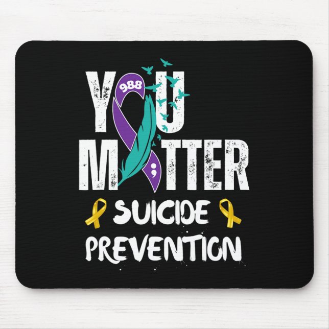You Matter 988 Suicide Prevention Awareness Ribbon Mouse Mat (Front)