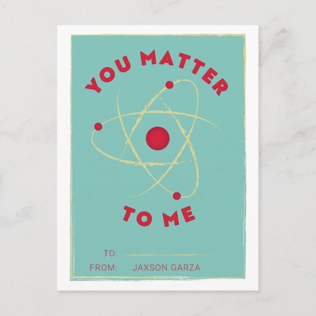 You Matter Classroom Valentine Holiday Postcard (Front)