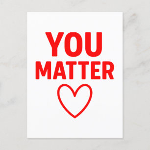 You Matter” Red Heart Positivity Holiday Postcard
