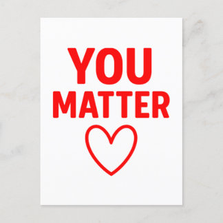 You Matter” Red Heart Positivity Holiday Postcard
