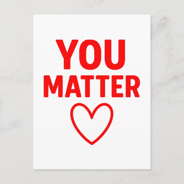 You Matter” Red Heart Positivity Holiday Postcard (Front)