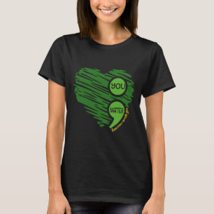 You Matter Semicolon Heart Retro Mental Health Awa T-Shirt