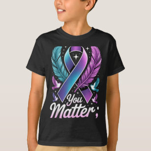 You Matter Teal Purple Ribbon Semicolon Prevention T-Shirt