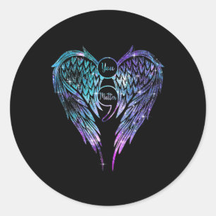 You Matter Wings Suicide Prevention Awareness (on  Classic Round Sticker