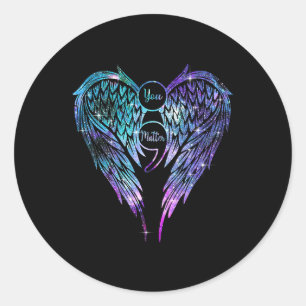 You Matter Wings Suicide Prevention Awareness (on  Classic Round Sticker