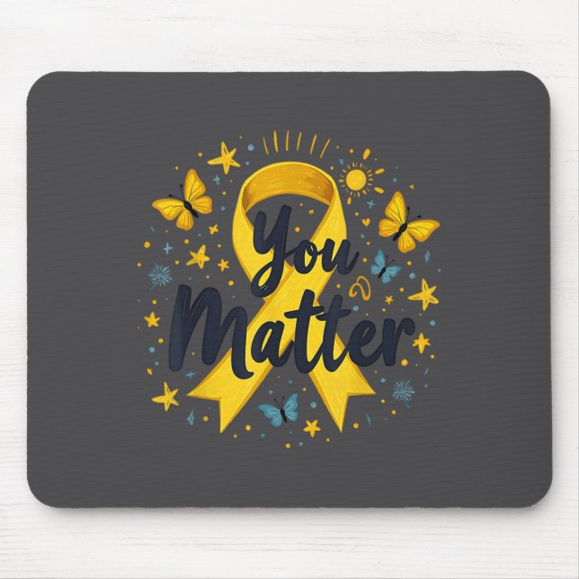 You Matther Suicide Prevention Awareness Yellow Ri Mouse Mat (Front)