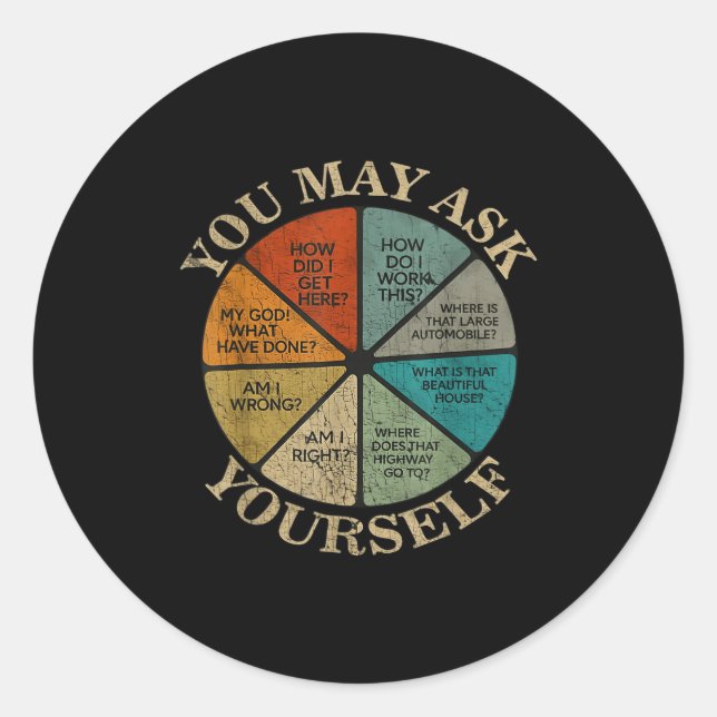 You May Ask Yourself Vintage  Classic Round Sticker (Front)