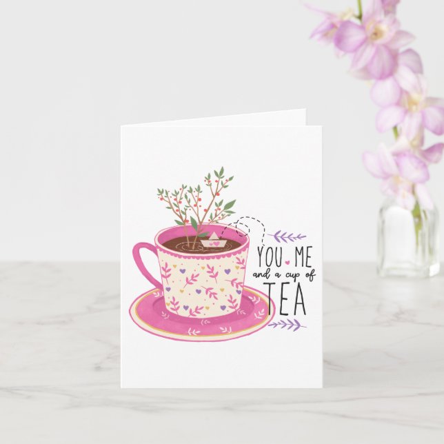 You Me And A Cup Of Tea Quote  Card (Orchid)