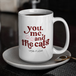 You Me and the Cats Couple Minimalist Coffee Mug