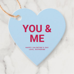 You & me blue heart fun cute Valentine's Day Favour Tags