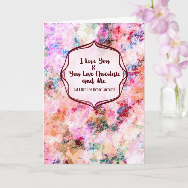 You, Me & Chocolate – Funny Anniversary  Card (Orchid)