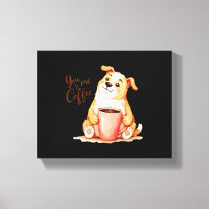 You & me Coffee - Cute Corgi & Cosy Brew Canvas Print