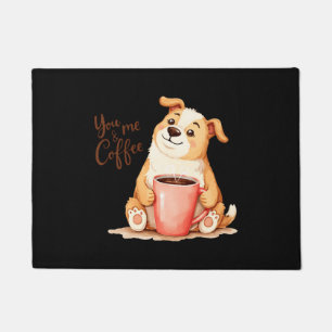 You & me Coffee - Cute Corgi & Cosy Brew Doormat