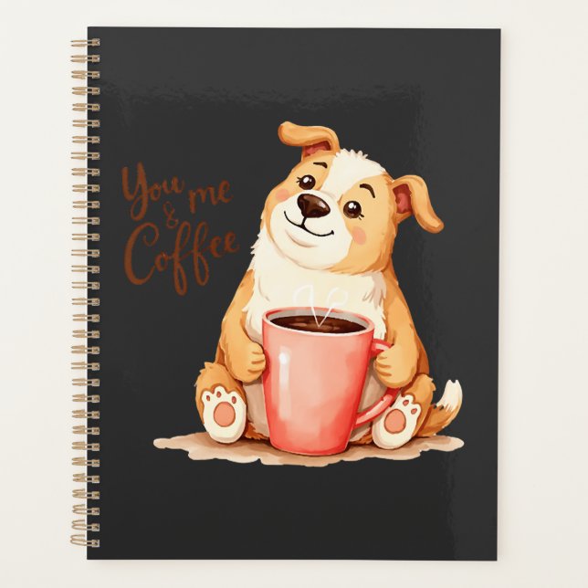 You & me Coffee - Cute Corgi & Cosy Brew Planner (Front)