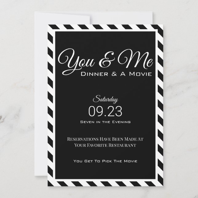 You & Me Dinner/Movie Invitation (Front)