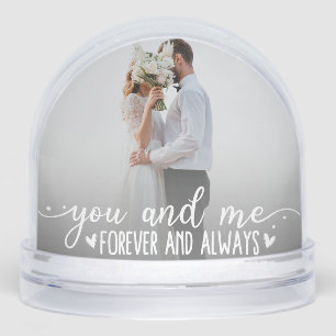You & Me Forever and Always Picture Heart Couple Snowglobe