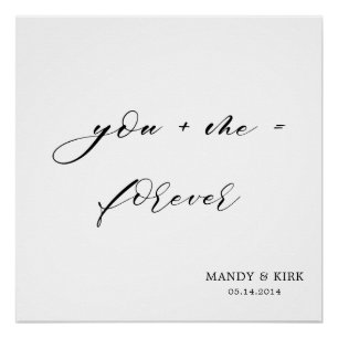 you & me = forever Wedding Backdrop Banner Poster