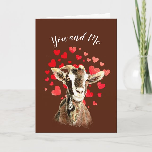 You & Me Goat Together Funny Valentine Romantic Holiday Card (Front)