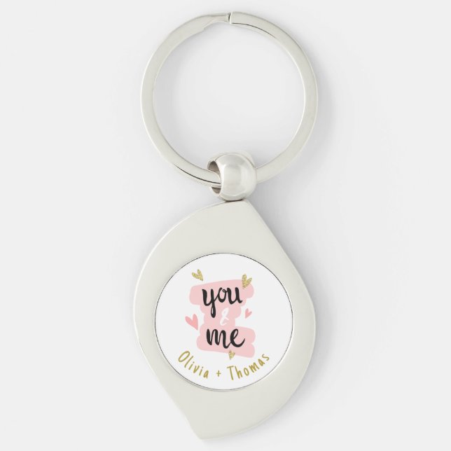 You & Me | Happy Valentine's Day Modern Gift  Key Ring (Front)