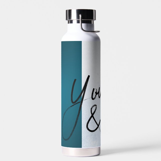 "You & Me - Minimal Blue Love Water Bottle " (Left)