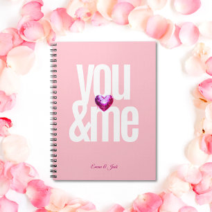 You & Me Personalised Pink Valentine's Day Notebook