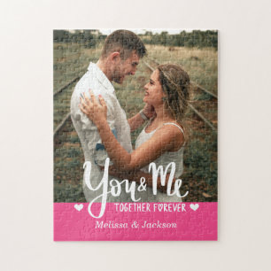 You & Me Together Forever Photo Pink Valentine Jigsaw Puzzle