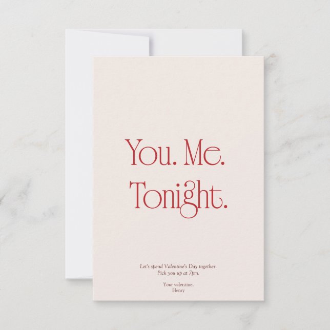 You. Me. Tonight. Valentine's Day Invitation Card (Front)