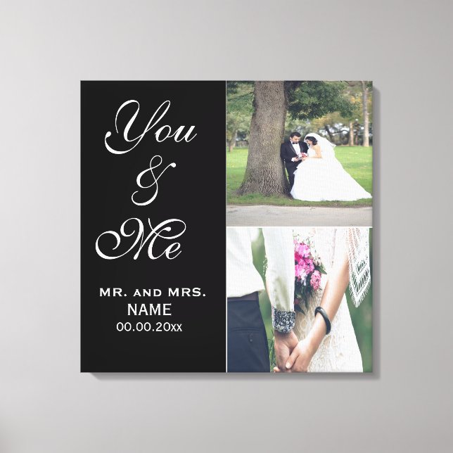 You & Me Wedding Photo Canvas Print (Front)