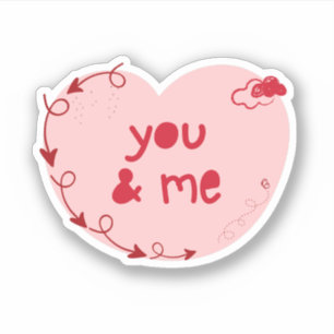 You & me with cute heart on Valentine's day
