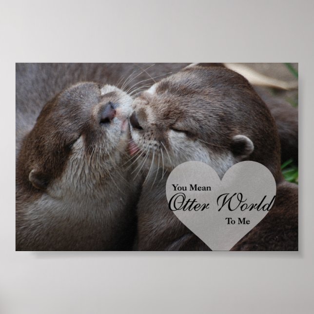 You Mean Otter World To Me Otters Love Kissing Poster (Front)