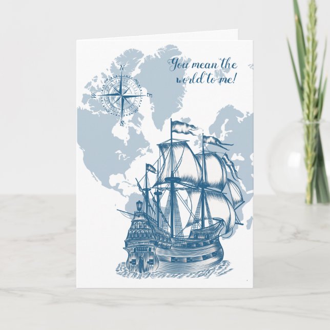 You Mean the World to Me Nautical Father's Day Car Card (Front)