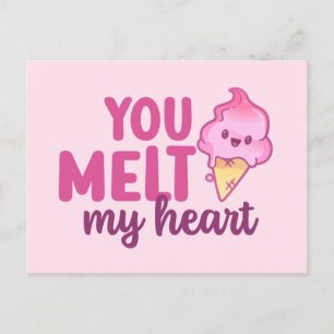 You Melt My Heart Cute and Funny Valentine's Day Postcard