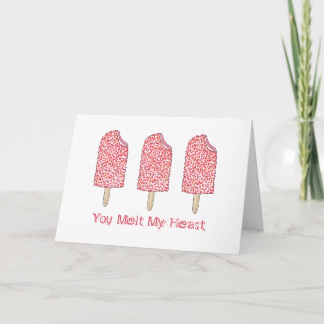 You Melt My Heart Pink Popsicle Valentine's Card (Front)