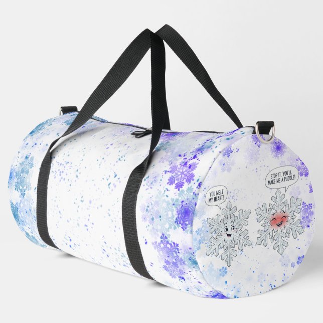 You Melt My Heart Snowflakes Duffle Bag (Left Corner)